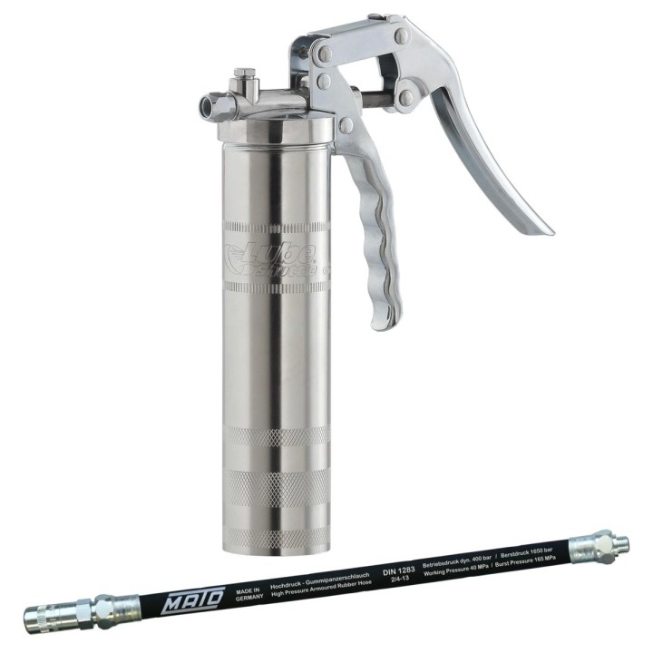 Pistolet à graisse LUBESHUTTLE + flexible renforcé et agrafe