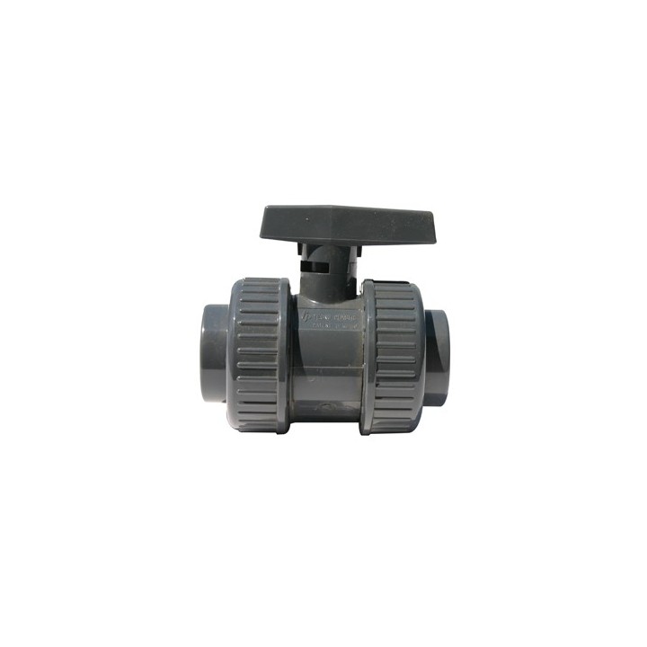 Vanne double union poignee grise pvc bvd ff 32