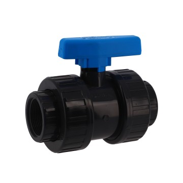 Vanne double union poignee grise pvc bve ff 1''1/2