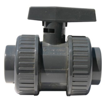 Vanne double union poignee grise pvc bve ff 3''