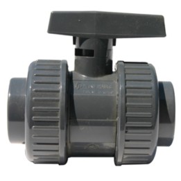 Vanne double union poignee grise pvc bve ff 3''