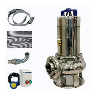 Pompe de relevage 1,5KW Triph Eaux chargées  roue vortex + Kit accessoires