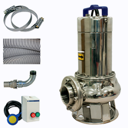 Pompe de relevage 1,5KW Triph Eaux chargées roue vortex + Kit accessoires