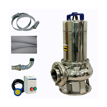 Pompe de relevage 1,5KW Triph Eaux chargées  roue vortex + Kit accessoires