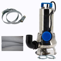 Pompe de relevage 230v 1,1KW Monoph Eaux chargées + Kit accessoires