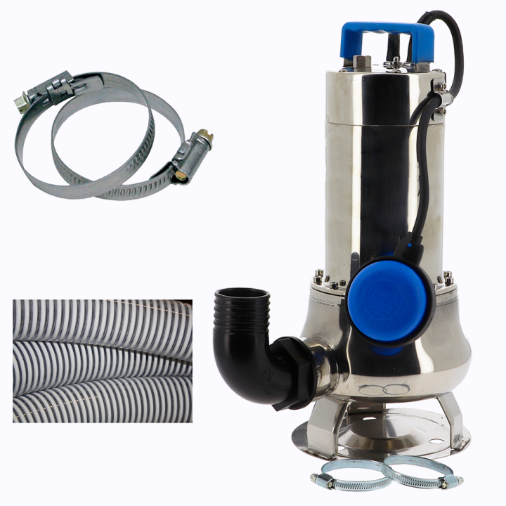 Pompe de relevage 230v 1,1KW Monoph Eaux chargées + Kit accessoires