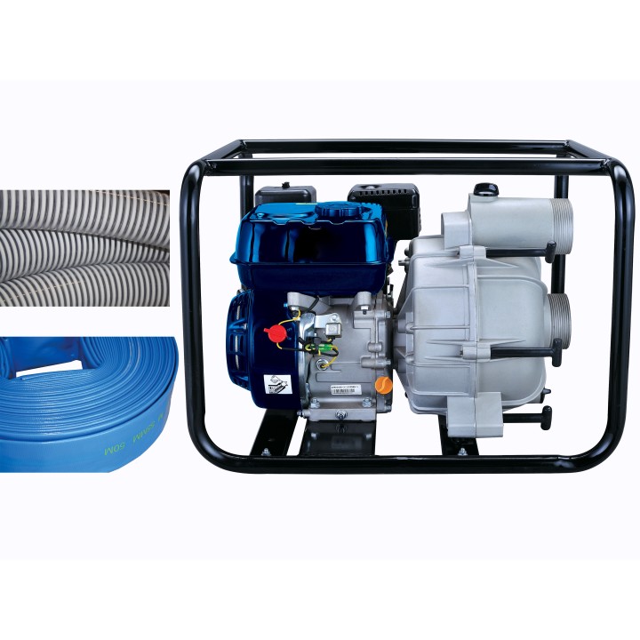 Motopompe Eaux chargées 45m3/h maxi + flexibles & refoulement