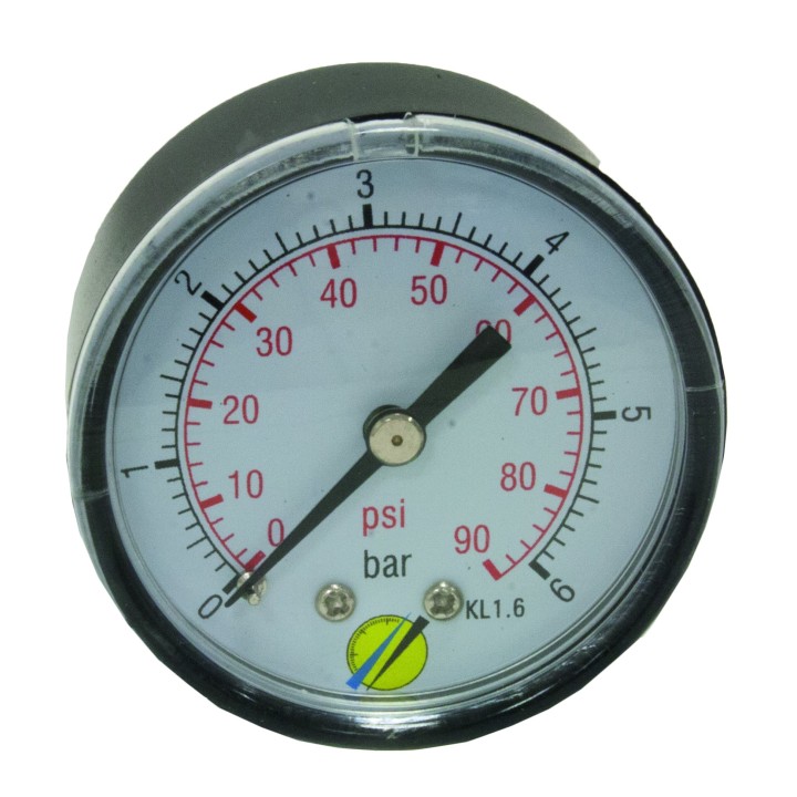 Manometre dorsal 0-6bars male 1/4'' diametre 50mm