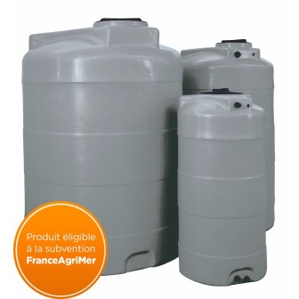Cuve à eau de pluie 10000 L verticale grise En Pe