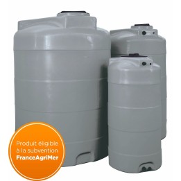 Cuve à eau de pluie 10000 L verticale grise En Pe