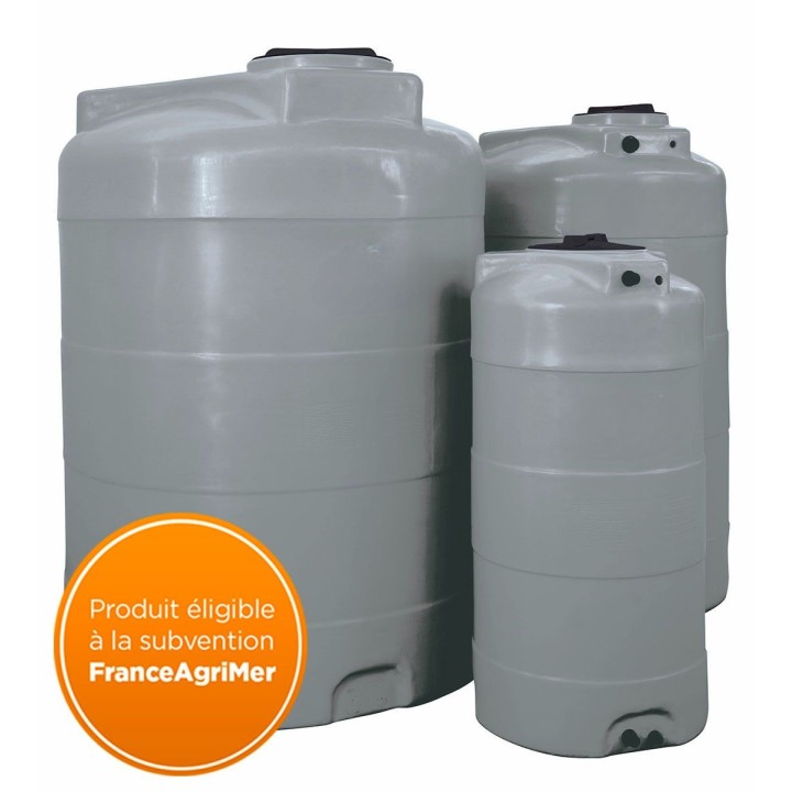 Cuve Stockage Verticale Grise En Pe 1500l