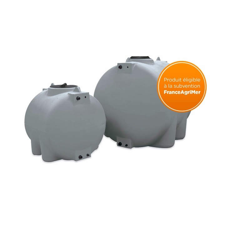 Cuve Stockage Horizontale Gris En Pe Ronde 300l
