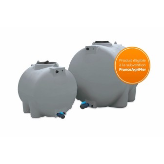 Cuve de stockage d'eau de pluie 500 L Horizontale Gris Espace Réduit Pre Équipée